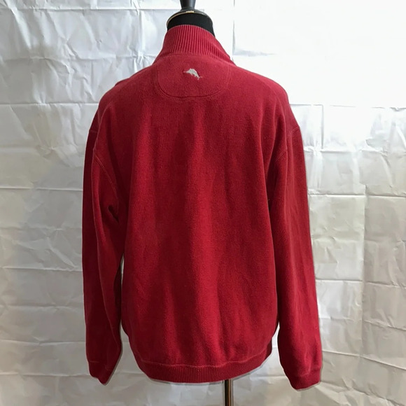 Deep Red Tommy Bahama Quarter-Zip Sweater size large - Picture 4 of 7